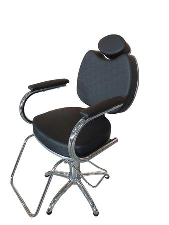 Poltrona Cadeira Para Salão Cabeleireiro Barbeiro Fixo Preto em