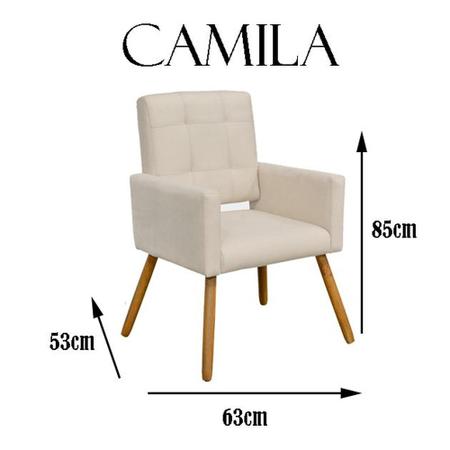 Imagem de Poltrona Cadeira Decorativa c/ Costas Vazadas Camila Pés Palito Suede Bege - LM DECOR