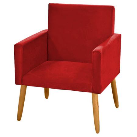 Imagem de Poltrona Cadeira Decorativa Nina Encosto Alto Suede Vermelho