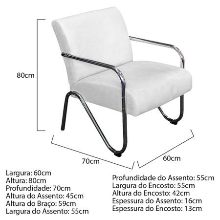 Imagem de Poltrona Cadeira Decorativa Sara para Sala Quarto Suede Branco - AM Decor