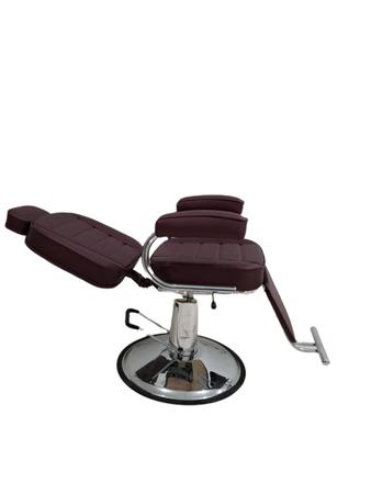 Poltrona Cadeira Reclinável Cabeleireiro Barbeiro Cor Preto Acetinado