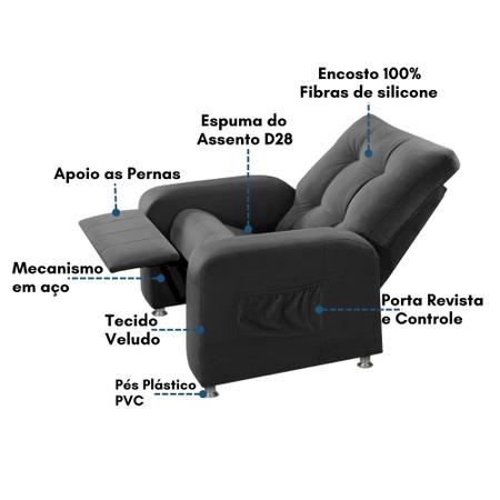 Imagem de Poltrona Cadeira Reclinável do Papai Idoso Rispetto Para Sala TV Filme Confortável Madeira