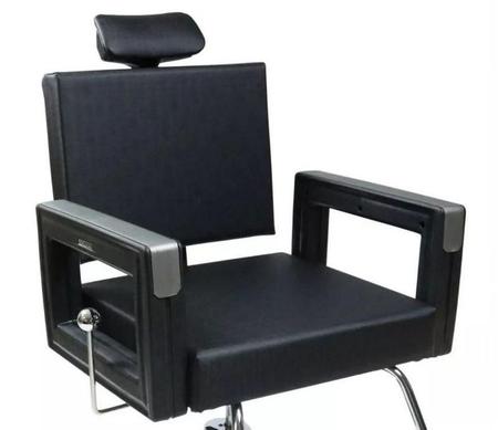 Poltrona Cadeira Reclinável p/ Barbeiro Maquiagem Salão - Preta na