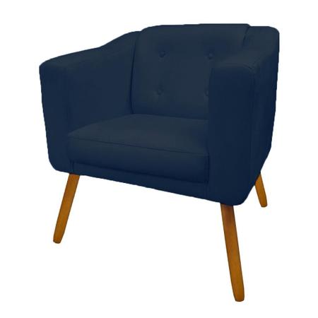 Imagem de Poltrona Cadeira Sofá Sala Estar Lavinia Recepção Escritório Azul Marinho - LM DECOR