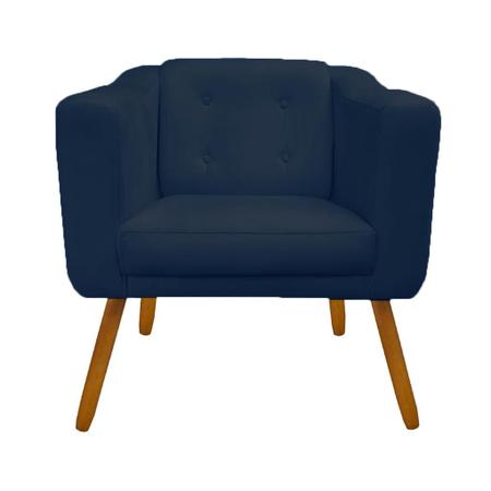 Imagem de Poltrona Cadeira Sofá Sala Estar Lavinia Recepção Escritório Azul Marinho - LM DECOR
