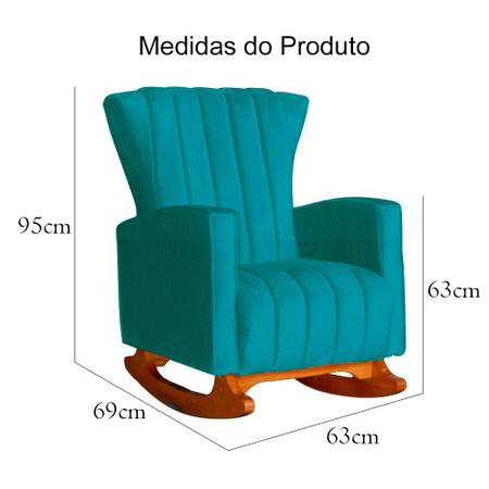 Imagem de Poltrona Com Balanço E Puff Melinda Suede Azul Tiffany Ms Decor