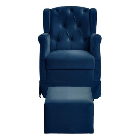 Poltrona Cadeira de Amamentação Balanço + Puff Ternura Veludo Bege Marfim -  Speciale Home