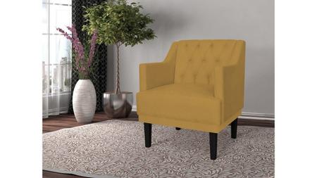 Imagem de Poltrona Decorativa Alice Suede Amarelo Pés Madeira Ms Decor