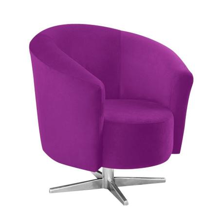 Imagem de Poltrona Decorativa Angel Suede Roxo com Base Estrela Giratória em Aço Cromado - D'Rossi