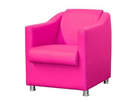 Imagem de Poltrona Decorativa Biane Couro Rosa Pink Pés Cromado Mz Decor