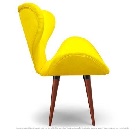 Imagem de Poltrona Decorativa Cadeira Egg Amarela com Base Fixa de Madeira