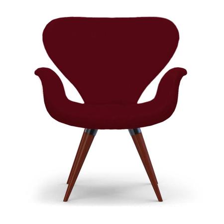 Imagem de Poltrona Decorativa Cadeira Tulipa Bordô Base Fixa Madeira