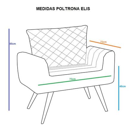 Imagem de Poltrona decorativa Elis pé palito azul marinho