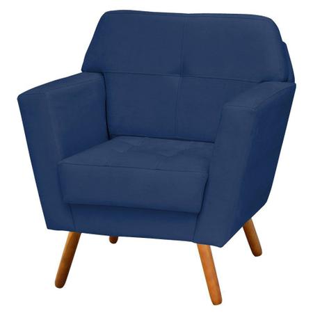 Imagem de Poltrona Decorativa Esmeralda Suede Azul Marinho Pés Palito - D'Rossi