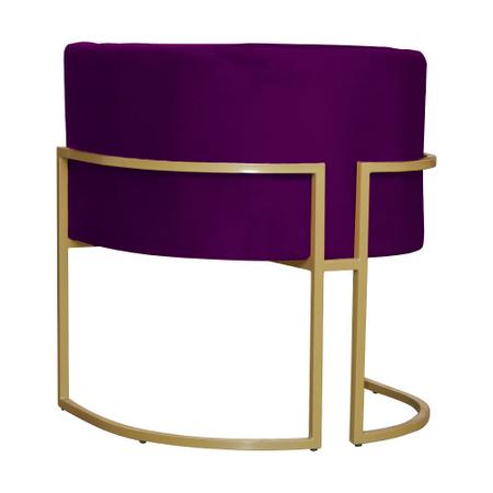 Imagem de Poltrona Decorativa Estofada Base de Ferro Sala Luana Veludo Roxo - LM DECOR