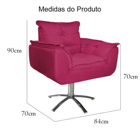 Imagem de Poltrona Decorativa Estofada Base Giratória de Metal Opala Suede Rosa Pink - DL Decor