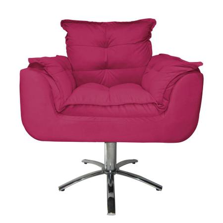 Imagem de Poltrona Decorativa Estofada Base Giratória de Metal Opala Suede Rosa Pink - DL Decor