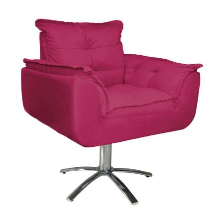 Imagem de Poltrona Decorativa Estofada Base Giratória de Metal Opala Suede Rosa Pink - DL Decor