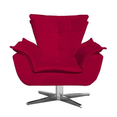 Imagem de Poltrona Decorativa Giratória Gran Opala Base Estrela Metálica Suede Vermelho - D'Rossi