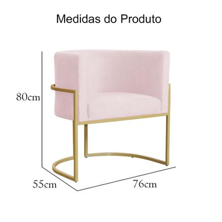 Imagem de Poltrona  Decorativa Luana belo tok Base Dourada - Suede Rosa Bebe