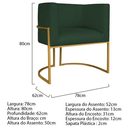 Imagem de Poltrona Decorativa Luna Base de Ferro Dourado Linho