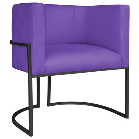 Imagem de Poltrona Decorativa Luna Base de Ferro Preto Sintético Roxo