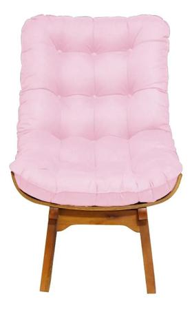 Imagem de Poltrona Decorativa Mais Puff Costela Base De Madeira Belo Tok - Suede Rosa Claro