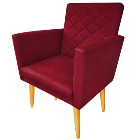 Imagem de Poltrona Decorativa Maitê Matelassê Suede Marsala Pés Madeira Mz Decor