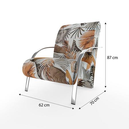 Imagem de Poltrona Decorativa Mamflex P101 Sevilha com braço de alumínio em tecido Palmeira Floral 