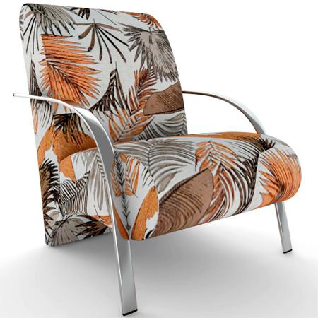 Imagem de Poltrona Decorativa Mamflex P101 Sevilha com braço de alumínio em tecido Palmeira Floral 