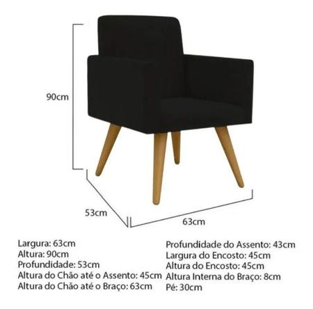 Imagem de Poltrona Decorativa Nina Cadeira Recepção Preto