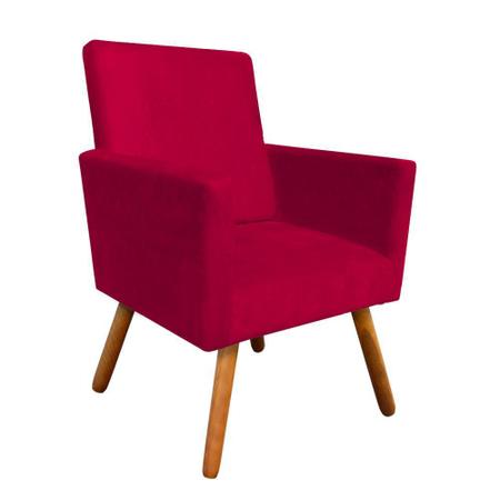 Imagem de Poltrona Decorativa Nina Suede Vermelho com Encosto Alto - D'Rossi