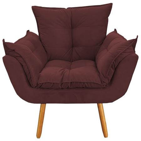 Imagem de Poltrona Decorativa Opala Pés Palito Suede Bordô - Sheep Estofados