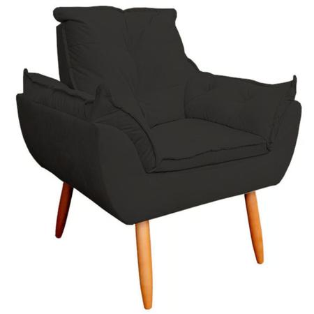 Imagem de Poltrona Decorativa Opala Sala de Estar Tecido Suede Preto Horizonte Móveis