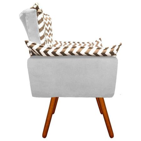 Imagem de Poltrona Decorativa Opala Suede Composê Estampado Zig Zag Bege D81 e Suede Cinza - D'Rossi