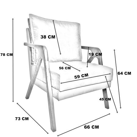 Imagem de Poltrona Decorativa Para Sala Cadeira Reforçada Shine Madeira Maciça Suede Cores