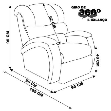 Imagem de Poltrona do Papai Reclinável Giratória Balanço Zero Wall Biorne F05 Corano Marrom - Lyam Decor