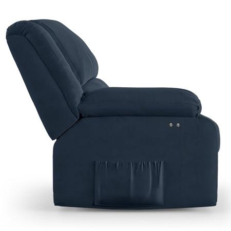 Imagem de Poltrona do Papai Reclinável Pietra Power Touch Massagem FH9 Veludo Azul - Mpozenato