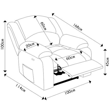 Imagem de Poltrona do Papai Reclinável Pietra Power Touch Massagem FH9 Veludo Azul - Mpozenato