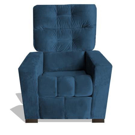 Imagem de Poltrona Dubai Cadeira Reclinável Sala De Estar Salão Clínica Consultório Suede Veludo Azul Marinho