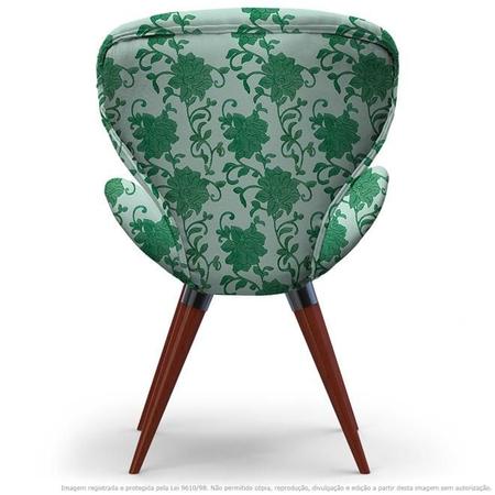 Imagem de Poltrona Egg Verde Floral Cadeira Decorativa com Base Fixa