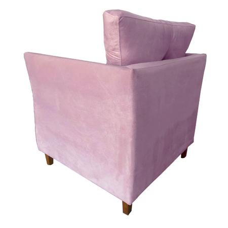 Imagem de Poltrona Estofada c/ almofada Isis Recepção Consultório Suede Rosa Bebê - Dl Decor