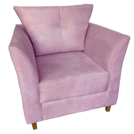 Imagem de Poltrona Estofada c/ almofada Isis Recepção Consultório Suede Rosa Bebê - Dl Decor