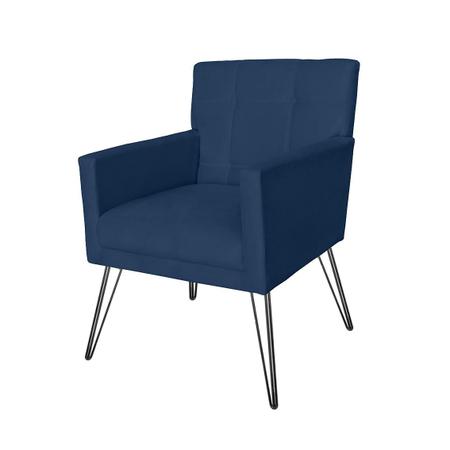 Imagem de Poltrona Estofada Para Salão de Beleza Pés de Ferro Onix Suede Azul Marinho - DL Decor