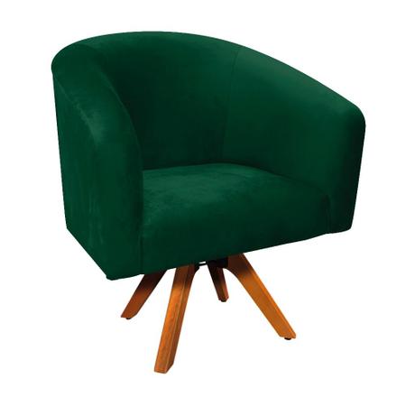 Imagem de Poltrona Giratória Stella Suede Verde Base Madeira MM30 - D'Rossi