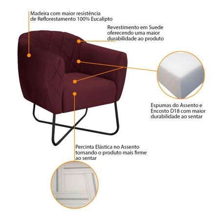 Imagem de Poltrona Grazi  Base X Preta Suede - ADJ Decor