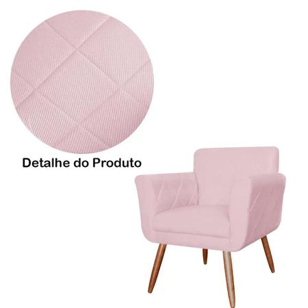 Imagem de Poltrona Isabella Decorativa Estofada Em Tressê Sala Suede Rosa Bebe - INCASA DECOR