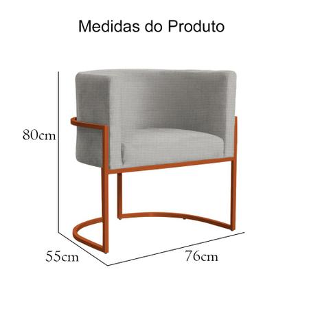 Imagem de Poltrona Luana Base Metálica Cobre Linho Bege - Vallisa Decor