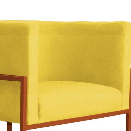 Imagem de Poltrona Luana Suede Amarelo Base Metálica Cobre - Belliv Decor