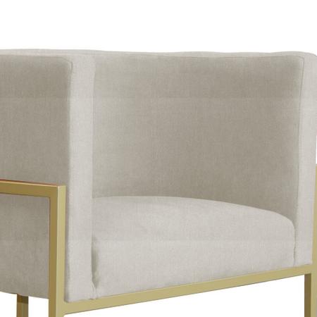 Imagem de Poltrona Luana Suede Bege Base Metálica Dourada - Vallisa Decor